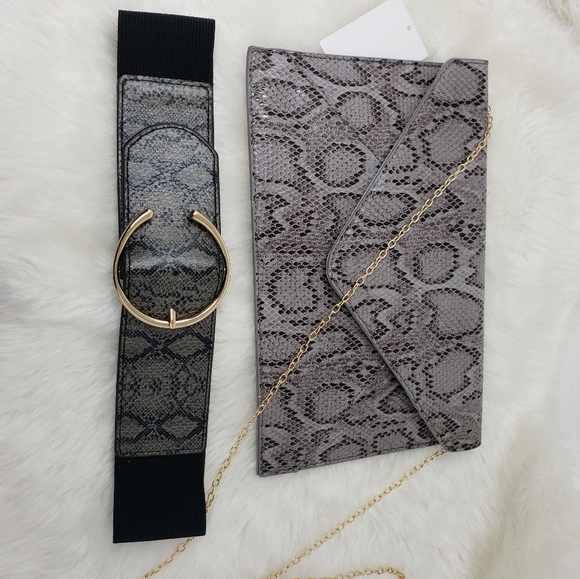 Faux Snake Skin Clutch and belt - Picture 4 of 4